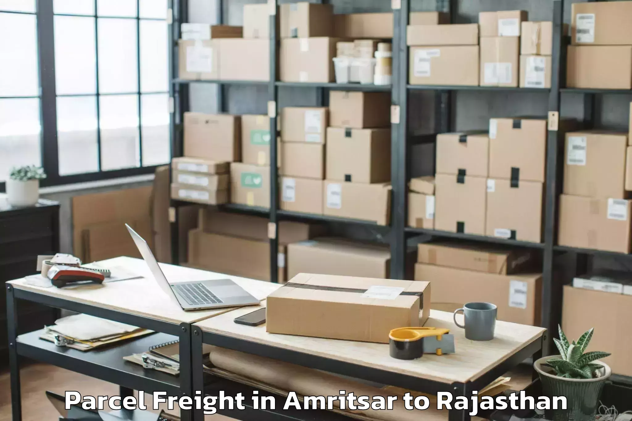 Easy Amritsar to Sangam University Bhilwara Parcel Freight Booking